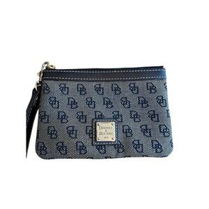 Dooney & Bourke Signature Black Gray DB Wristlet Purse Wallet